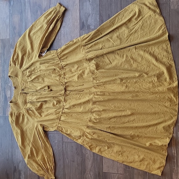 Old Navy Dresses & Skirts - Old Navy Mustard Yellow Long Sleeve Bohemian Tie-Waist Midi/Maxi Dress